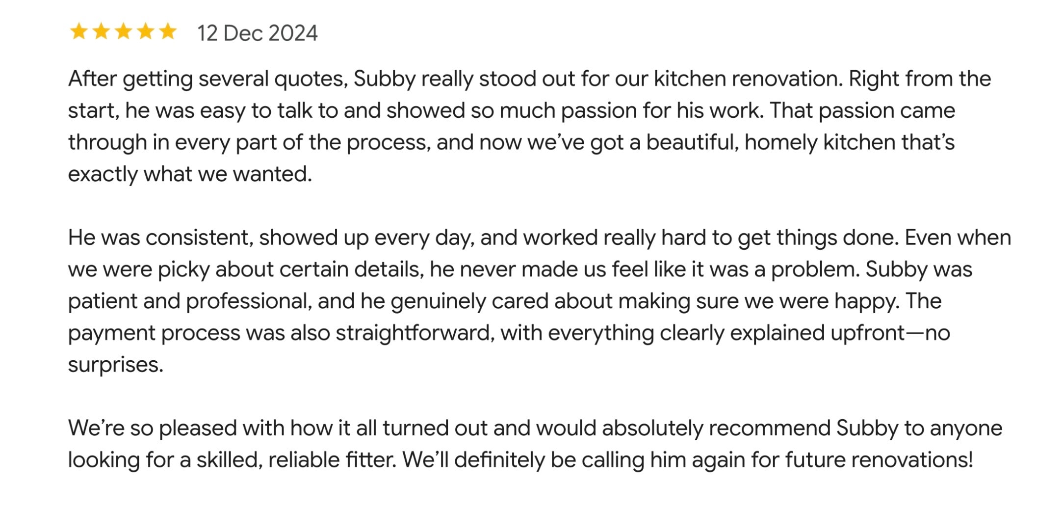 Google review screenshot
