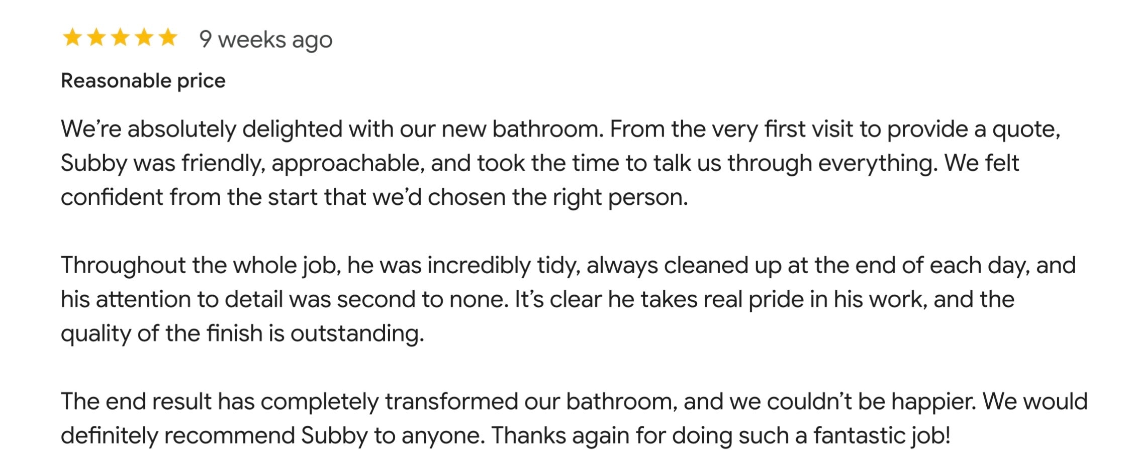 Google review screenshot